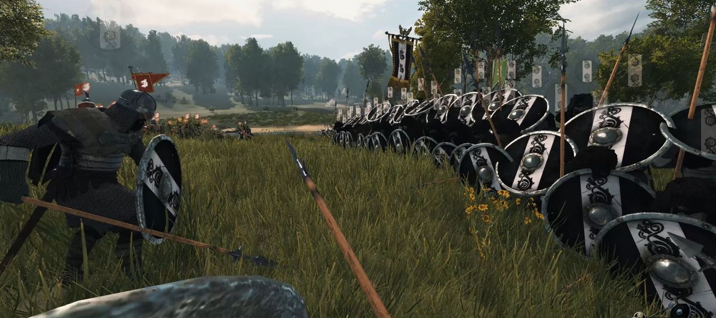 First-person view down the shieldwall